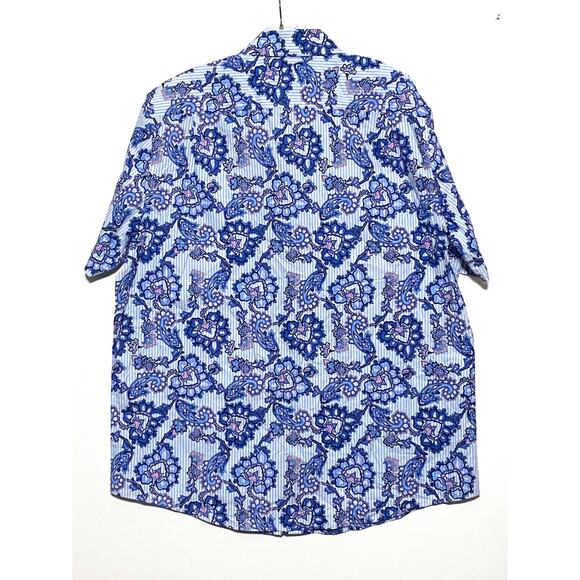 Club Room Paisley Blue Pink Button Shirt Coastal Preppy Beachy Summer Men XL NWT - Picture 3 of 9